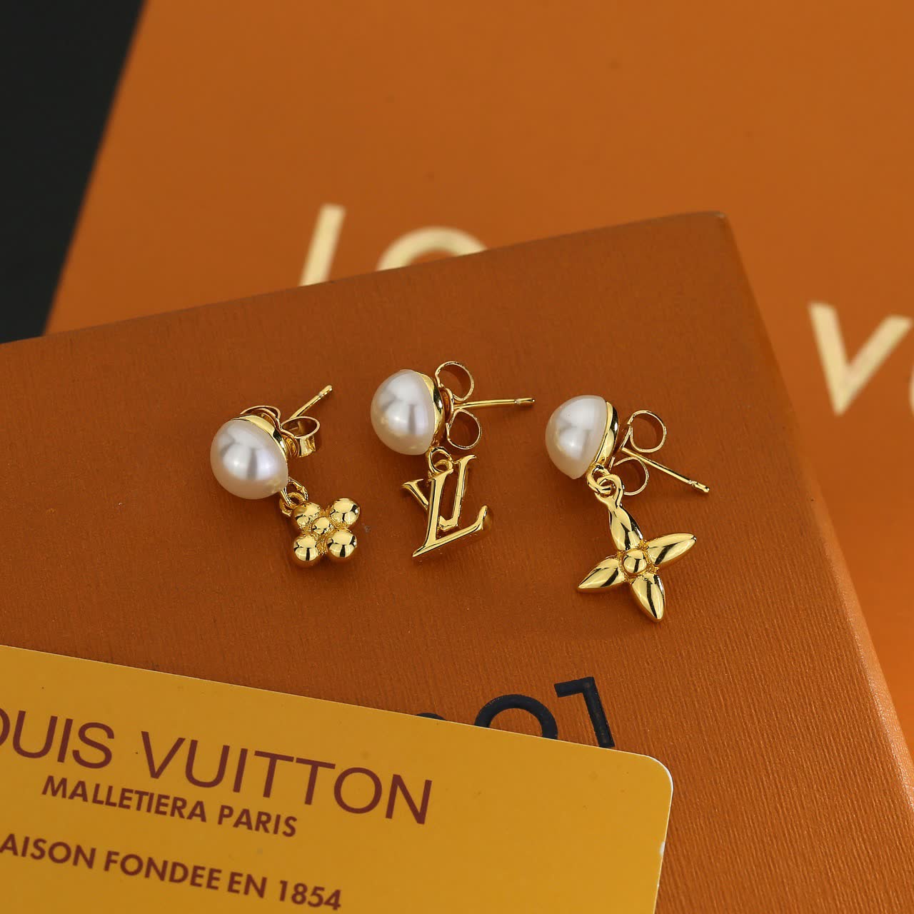 Louis Vuitton Pearl & Gold Earrings